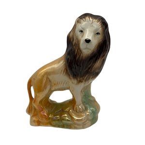 Ceramic Lion Figurine Lustreware Made in Brazil King of the Jungle 7.25"